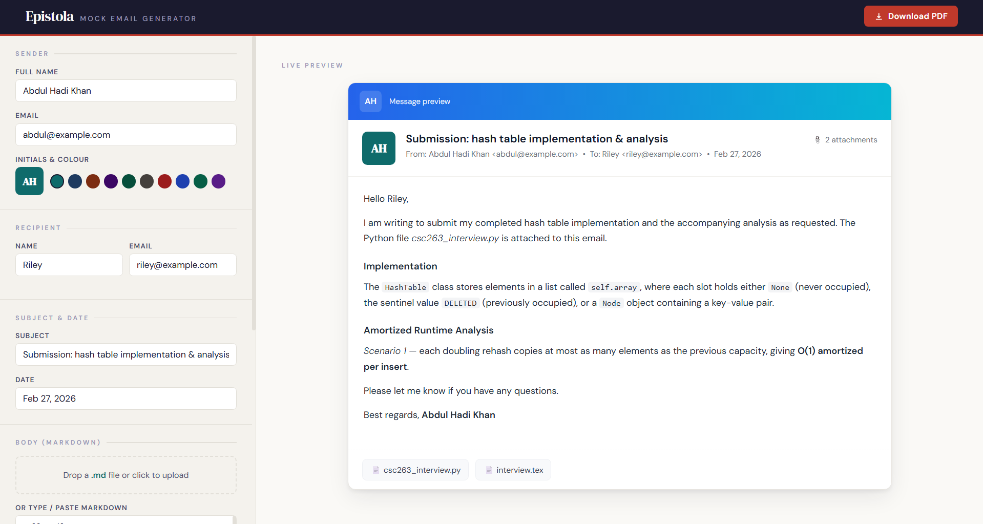 Mock Email Generator preview